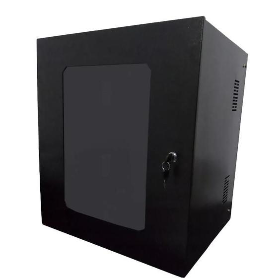 Rack For Min Max Mini Rack Indoor Max Eletron Parede - 12U - 400mm Preto Com Porta ...