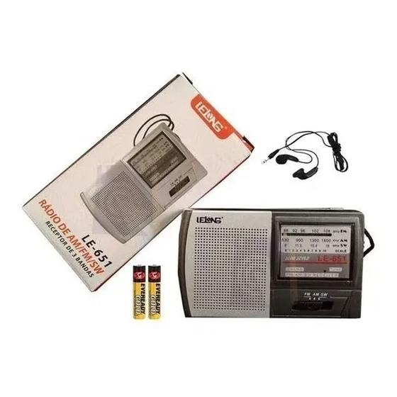 Mini Rádio De Bolso Am/fm LE651 Lelong + 2 Pilhas Rádio Portátil
