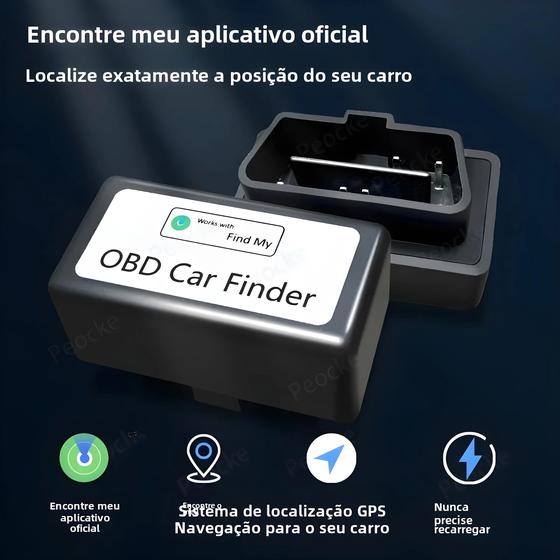 Imagem de Mini Rastreador GPS para Carro com OBD2 - Localizador Veicular com App Apple "Buscar"