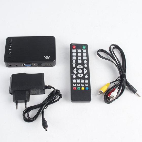 Imagem de Mini reprodutor multimídia 1080p USB HDMI VGA AV com leitor de cartão