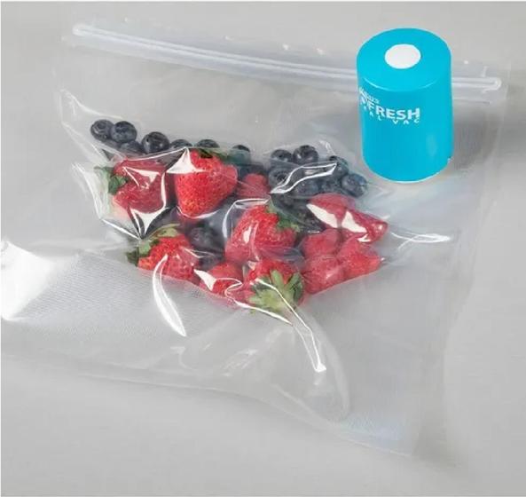 Imagem de Mini Seladora Embaladora a Vacuo automática compressão Portatil Plástico + 5 Sacos Guardar Alimento