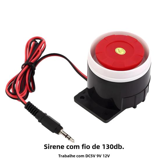 Imagem de Mini Sirene De Alarme Sonoro Com Fio De Alto Decibéis Para Sistema De Alarme Dc5v 9v 12v Wofea 130db