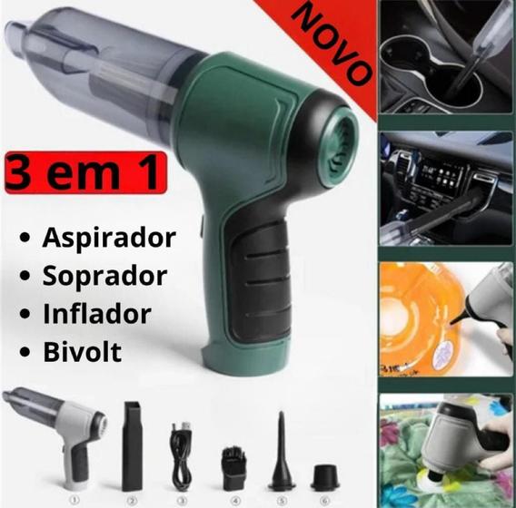 Imagem de Mini Soprador Aspirador De Pó 3em1 Usb Portátil Recarregável