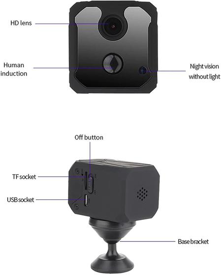 Imagem de Mini Spy Cameras HD 1080P, Pequena Câmera Oculta WiFi, com Detecção de Movimento e Visão Noturna, Câmera de Vigilância de Segurança Doméstica para Casa Interior Ao Ar Livre (Preto)