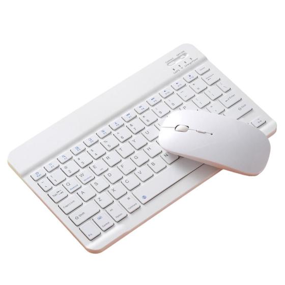 Mini Teclado Bluetooth + Mouse Sem Fio para Tablet - Branco Menor preço em Mini Teclado Bluetooth + Mouse Sem Fio para Tablet - Branco