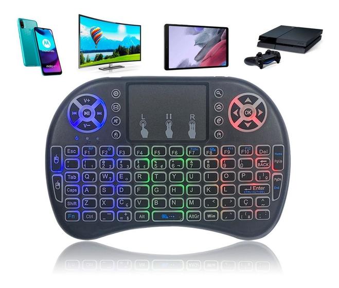 Imagem de Mini Teclado Controle Bluetooth Sem fio Com Touchpad 2.4GHZ Smart TV Box 