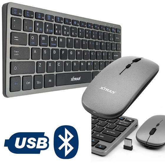 Imagem de Mini teclado e mouse 2 em 1 wireless e bluetooth recarregavel celular, notebook e tablet WB8077