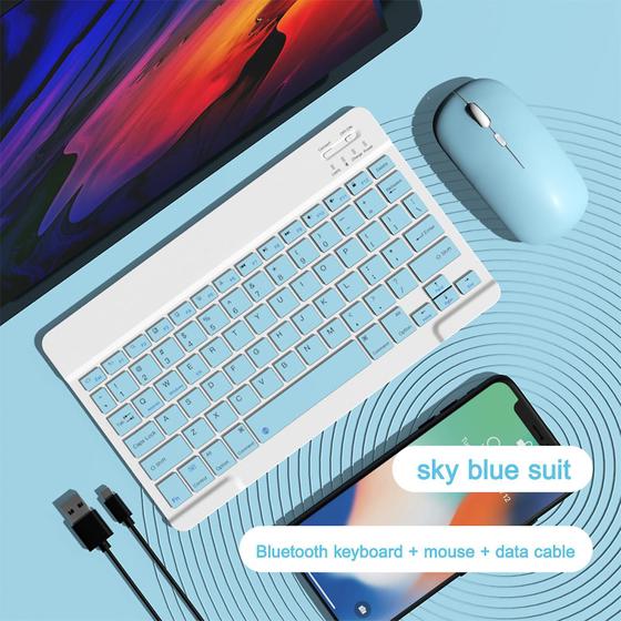 Imagem de Mini Teclado e Mouse Bluetooth Portátil - Compatível com Android, Windows e Tablets