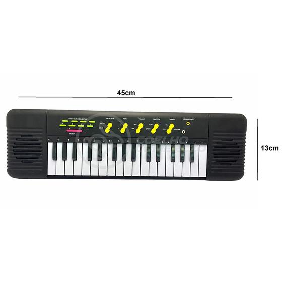 Imagem de Mini Teclado Infantil Piano 32 Teclas Musical Karaokê e Microfone Crianças Aprender a Tocar a Pilha