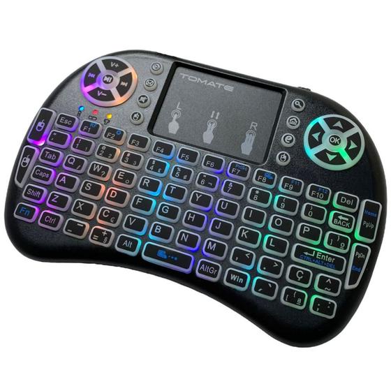 Imagem de Mini Teclado Keyboard Sem Fio Wireless Iluminado Luz Led Rgb