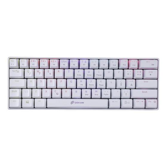 Imagem de Mini Teclado Mecanico Gamer LED Rainbow SWITCH Outemu RED ZIGGY Branco TC607 OEX Game