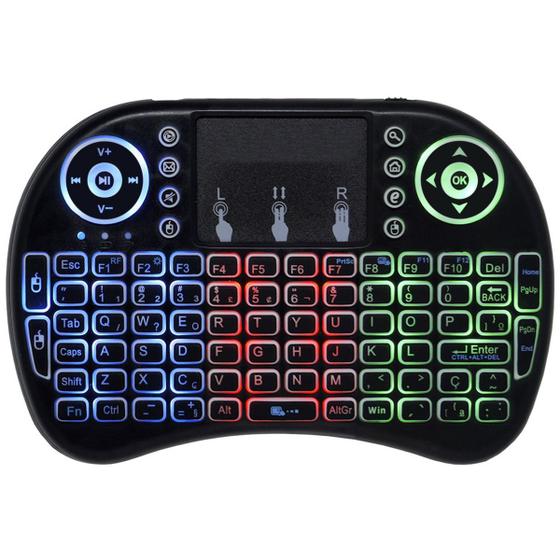 Imagem de Mini Teclado Mouse Iluminado Led Touchpad Wireless Sem Fio Tv Smart Usb Preto