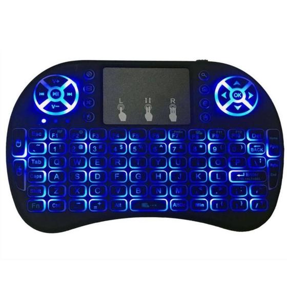 Imagem de Mini Teclado Mouse Touch Sem Fio Wireless Com Luz Backlit