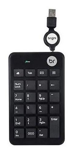 Imagem de Mini Teclado Numérico para Computador Notebook com cabo Usb Retrátil Home Office Preto 0134 Bright