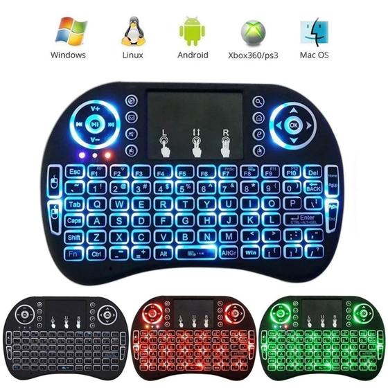 Imagem de Mini Teclado Sem Fio com Luz de Led Media Player Pc Video Game tv
