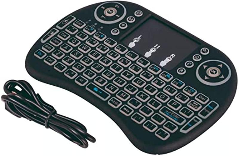 Mini Teclado Sem Fio Led RGB para Smart TV Mini Keyboard Touchpad MTB