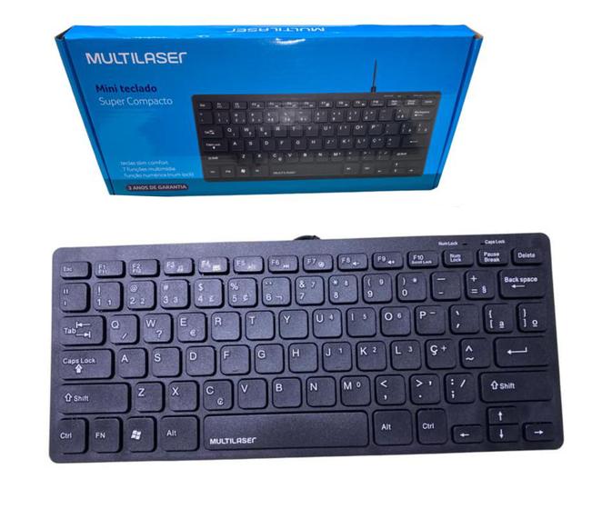 Mini teclado Slim da Multilaser 28,30cm para computador, Notebook, Celular e tablet Plug e Play Menor preço em Mini teclado Slim da Multilaser 28,30cm para computador, Notebook, Celular e tablet Plug e Play