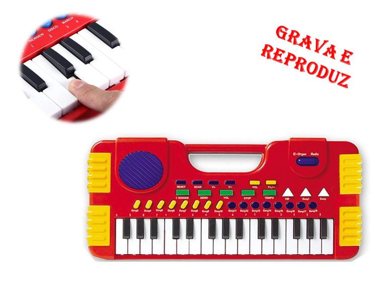 Imagem de Mini Teclado Vermelho Educativo Infantil Com 31 Teclas