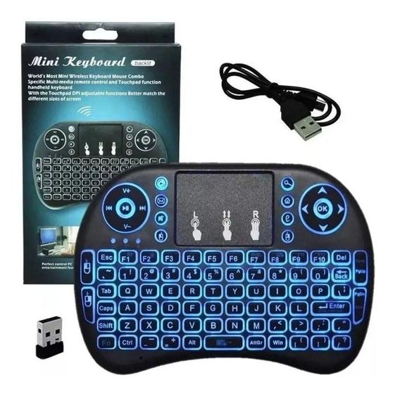 Imagem de Mini teclado wireless com led para tv smart / android  / pc - Backlit