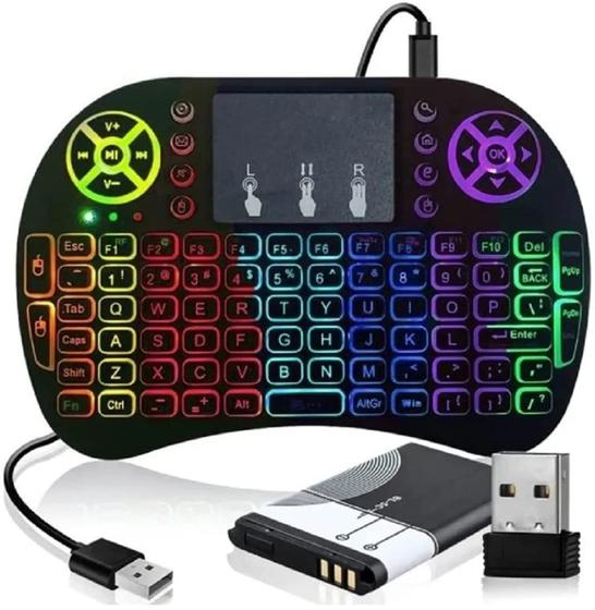 Imagem de Mini Teclado Wireless Keyboard com Touchpad Com Led Usb Android Console e Tv -Keyboard