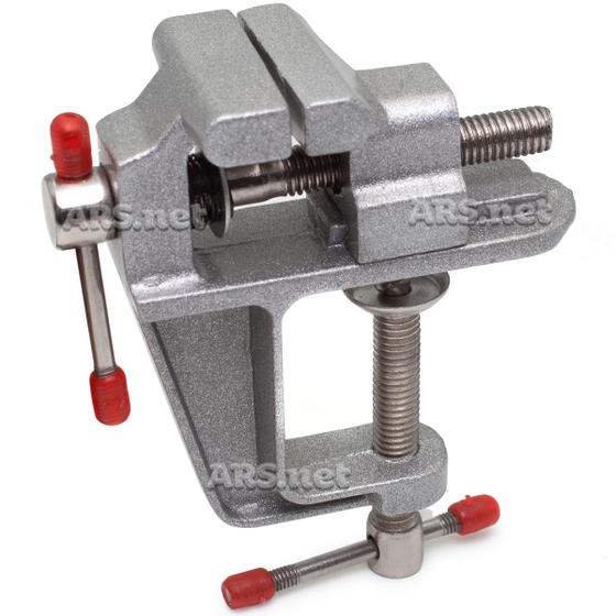 Imagem de Mini Torno Morsa De Bancada Mesa Aço Base Fixa 32mm