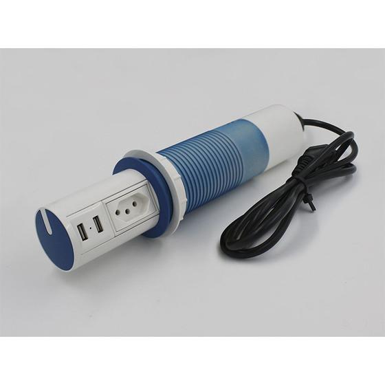 Imagem de Mini Torre Totem Automatico 1 Tomada 10a 2 Usb - Azul e Branco