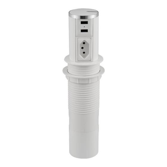 Imagem de Mini Totem Automatico (1Tom/2Usb) Branco/Cromado - Qm 12214