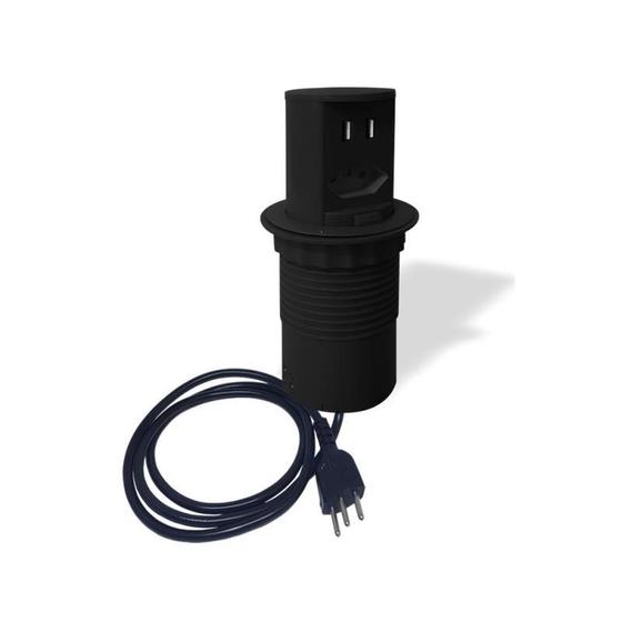Imagem de Mini Totem Pop Manual 1 Tom Nbr 10A + 2Usb - Preto