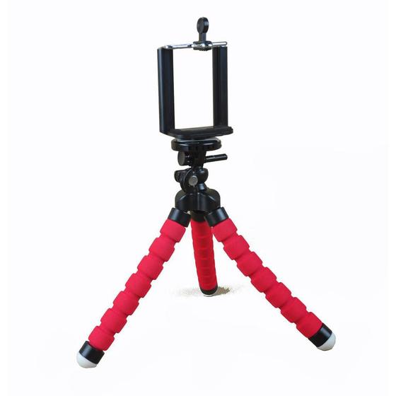 Imagem de Mini Tripé articulado flexível suporte celular Vermelho