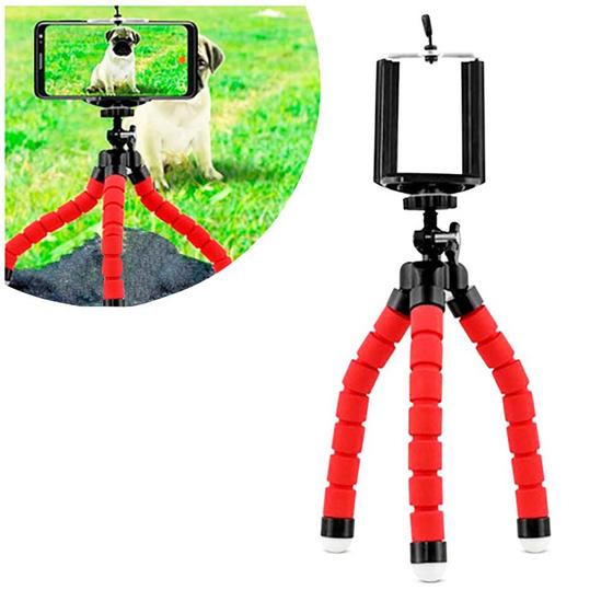 Imagem de Mini Tripé Flexivel para Celular 16cm - VERMELHO