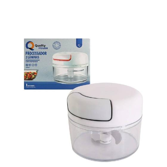 Imagem de Mini Triturador Manual de Cordinha Processador Cortador com 2 Lâminas para Alho e Legumes Alimentos