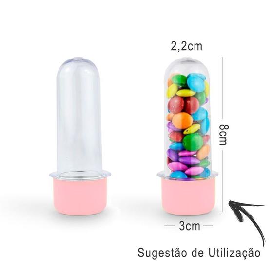 Imagem de Mini Tubete Lembrancinha 8cm 10 unidades - Rosa Bebê - Rizzo Embalagens e Festas