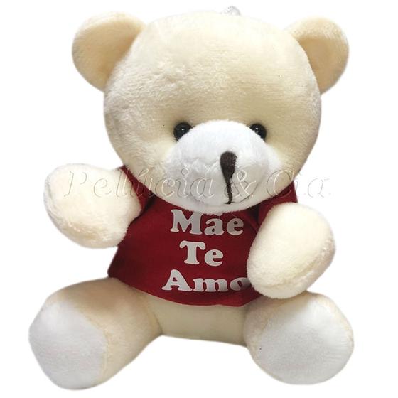 Imagem de Mini Urso de Pelúcia c/ Roupa 12cm Mãe Te Amo - Unidade