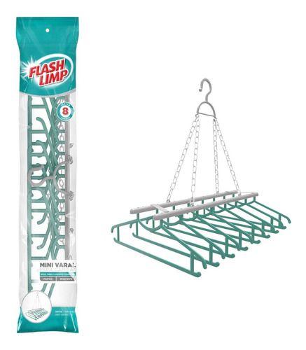 Imagem de Mini Varal Lavanderia Com Cabides Para 8 Camisas Flash Limp