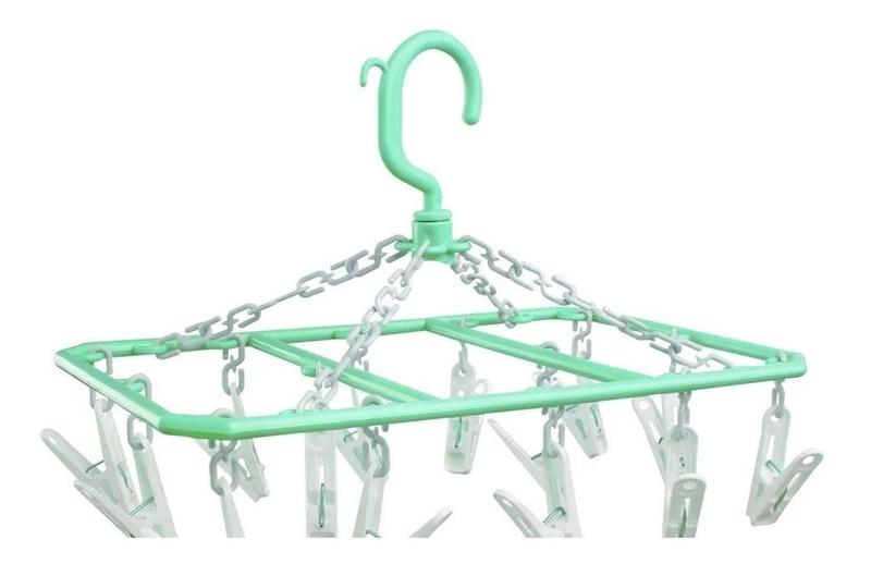 Imagem de Mini Varal Standard Retangular 14 Prendedores Verde Secalux