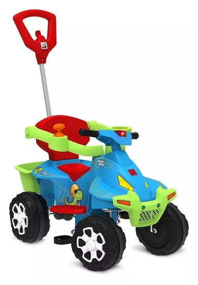 Imagem de Mini Veiculo Smart Quad Passeio Azul Pedal com Haste Bandeirante Menino