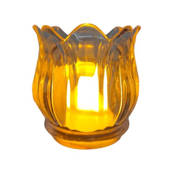 Imagem de Mini Vela Led Flor Luminária Transparente Lâmpada Decorativa