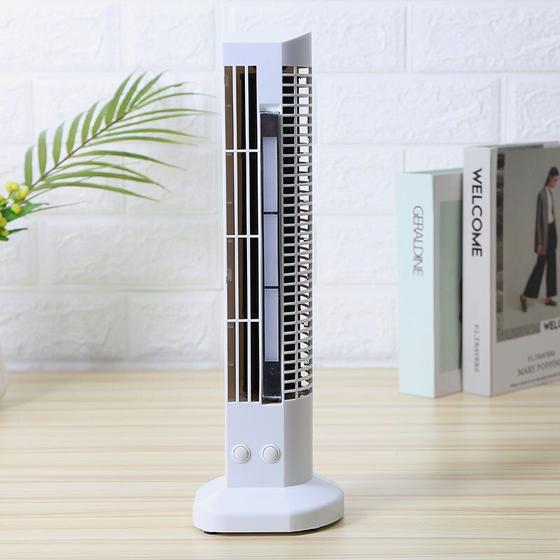 Imagem de Mini Ventilador Abajur Vertical Torre usb mesa computador luminaria Branco