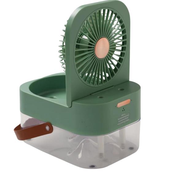 Imagem de Mini Ventilador e Umidificador de Ambiente de Mesa Portátil 1,6L 2 em 1 com Luz Noturna
