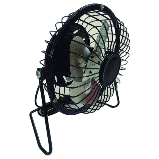 Imagem de Mini Ventilador Mesa USB Preto 4 pás Metal 13cm 5V Carro Útil