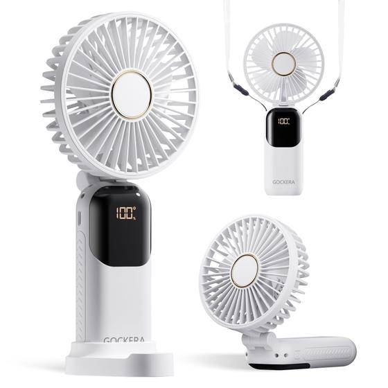 Imagem de Mini ventilador portátil GOCKERA 2024 4200mAh com base de 5 velocidades branco