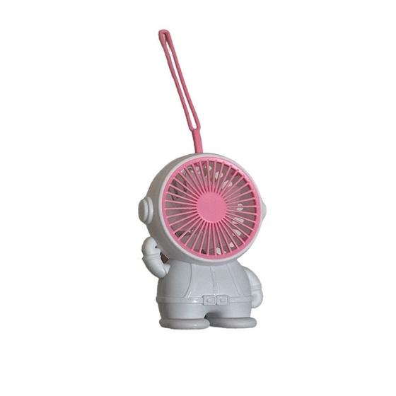 Imagem de Mini Ventilador Portátil Mão E Mesa Usb Recarregável Astronauta Fofo Infantil com Alça