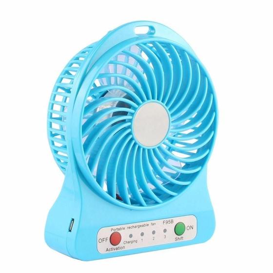 Imagem de Mini Ventilador Portátil Mesa Usb Com 3 Velocidades Potente Azul