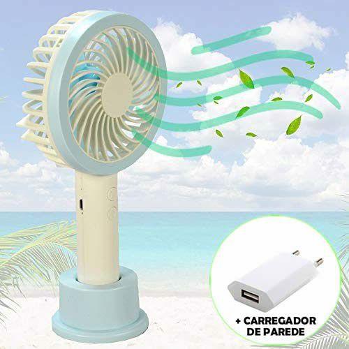Mini Ventilador Portátil Recarregável + adaptador Azul CBRN07288 Menor preço em Mini Ventilador Portátil Recarregável + adaptador Azul CBRN07288