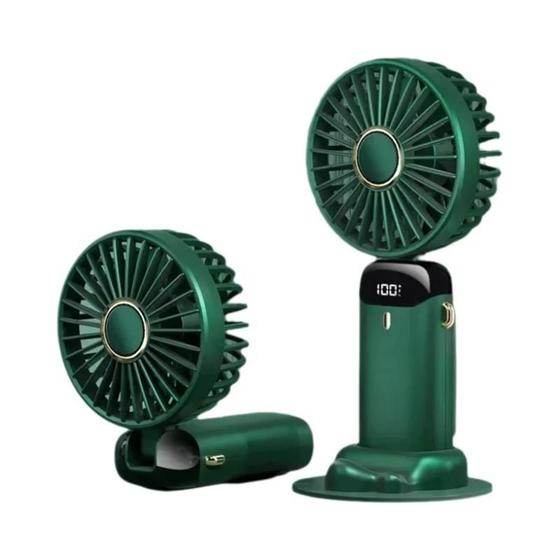 Imagem de Mini Ventilador Portátil USB Recarregável - 5 Velocidades, Dobrável com Suporte para Celular