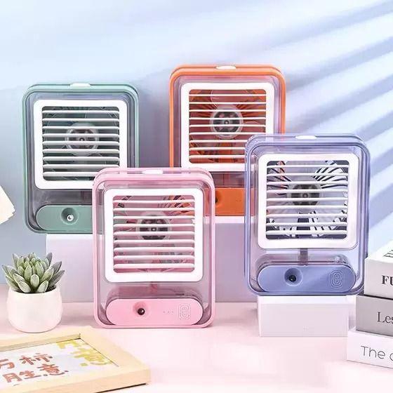 Imagem de Mini Ventilador Recarregável e Umidificador de Ar com Led Usb Portátil