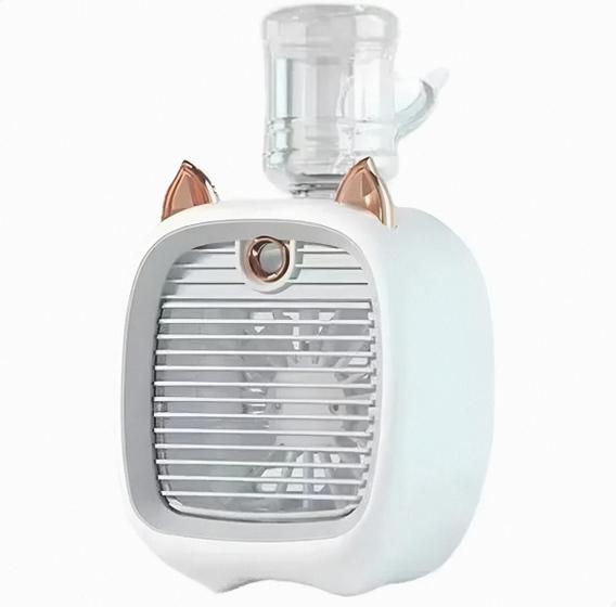 Imagem de Mini Ventilador Recarregável Gato Refrigerador De Ar De Mesa Refrigeração de Ar Umidificador USB, Purificador