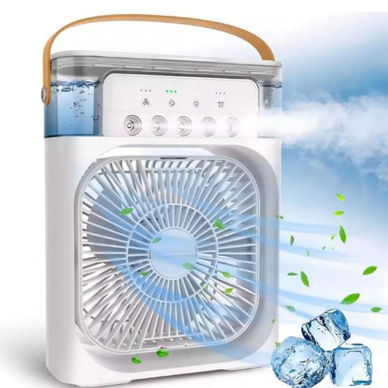 Imagem de Mini Ventilador Refrigerador Ar Condicionado Umidificador Portátil Com Led Reservatório De Água USB