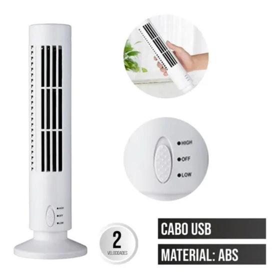 Imagem de Mini Ventilador Torre Mesa Abajur Vertical Portátil Com USB Branco - Western