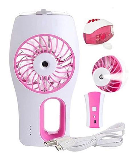 Imagem de Mini Ventilador Umidificador Ar Portátil Recarregável Rosa